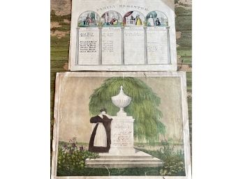 Antique 1805 Family Register With An 1838 Memorium Bereavement Certificate