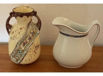 Antique England Empire Ceramic Vase & Grindley Hotel Ware Pitcher