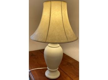 Vintage Pottery Base Lamp With Faux Leather Shade