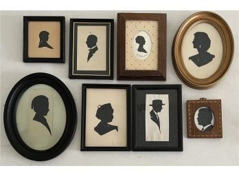 (8) Assorted Vintage And Antique Side Profile Silhouettes In Frame - Some Signed