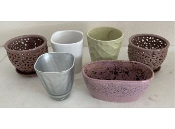 (6) Assorted Size Small Ceramic Planters
