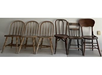 (6) Assorted Antique Wooden Chairs (for Repair)