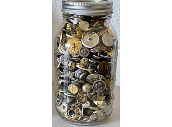 Lot Of Vintage And Antique Mostly Metal Silver And Gold Tight Top, Filigree, Enamel, And Pressed Buttons