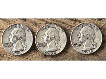(3) 1956 Washington Head Silver Quarters