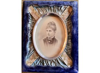 Antique Victorian Framed Photograph With Satin And Velvet Frame