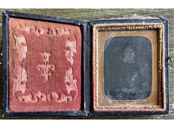Antique Daguerreotype In Leather Folding Frame