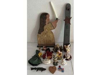 Lot Of Assorted Wood, Metal, Resin, And Ceramic Figurines - Fairies, Wall Hanging, Cut Out, And More