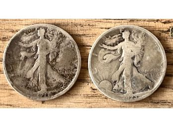 1918 And 1923 Liberty Walking Half Dollar Coins (as Is)