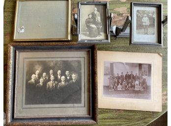 Antique Photographs In Wooden Frames With Brass Frame