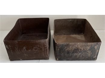 (2) Antique Leather And Metal Trim Post Office Letter Boxes