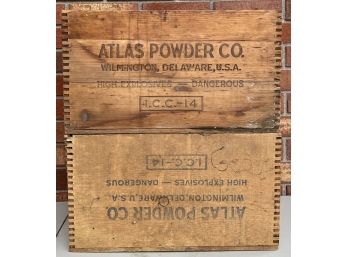 (2) Antique Atlas Powder Co. Wooden Dynamite Crates