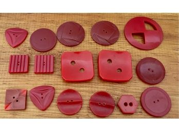 Lot Of Vintage Cherry Red Bakelite Buttons - Flat Hole