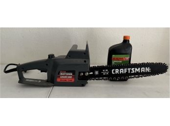 Sears Craftsman 14' Corded Electric Chainsaw With Bar And Chain Lubricating Oil