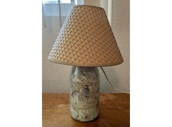 Vintage Lace And Button Filled Jar Base Lamp Works