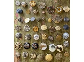 Collection Of Vintage And Antique Metal And Celluloid Tight Top Molded Buttons - Browning King Co., And More