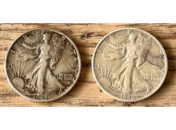 1943 And 1945 Liberty Walking Half Dollar Coins