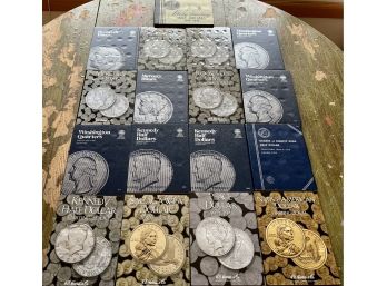 Empty Coin Collector Books - Liberty Standing Half Dollar, Kennedy, Barber, Roosevelt Dimes, And More