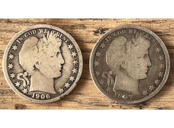 1906 And 1907 Liberty Half Dollar Coins