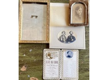 Lot Of Antique Photographs - Framed And Unframed - 1898 Class Graduation Card