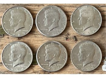 (6) Kennedy Liberty Half Dollars - (2) 1971, 1974, 1979, 1984, 1999