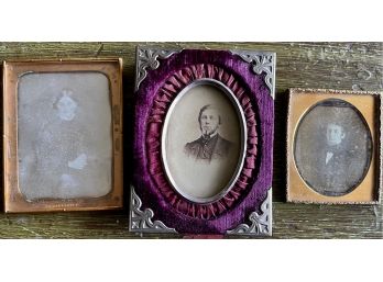 (2) Daguerreotype Photographs In Metal And Copper Frames - J.e Carpenter And Whitney