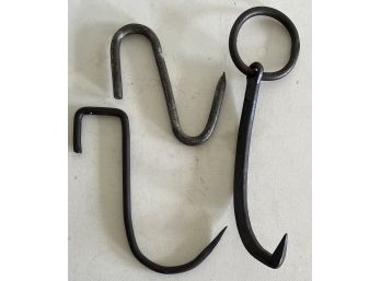 (3) Antique Hooks Including Swift Meat And Logging