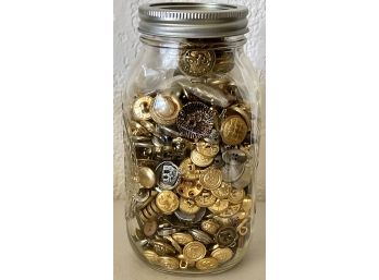 Collection Of Vintage And Antique Buttons - Gold And Silver Tone Metal, Military, Celluloid, Tight Top, More