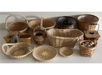 Small Basket Collection - Hand Woven, Handled, Tissue Box, Waste Bin, And More