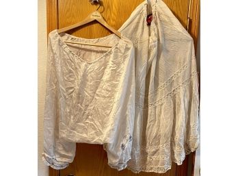 Antique Victorian Clothing - Dainty Maid Undergarments  Pantaloons Silk - Lace Skirt (as Is)