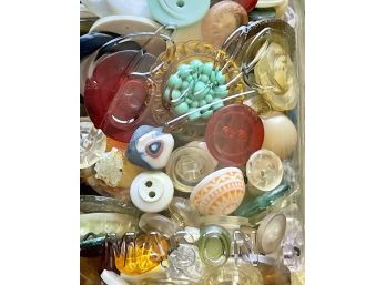Ball Jar Of Vintage Buttons - Confetti Lucite, Celluloid, Casein, Acrylic, Metal And More