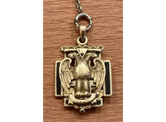Heavy Antique 14K Gold Masonic Double Eagle 32 Degree Knights Templar Bifold Closing Locket  Fob 16 Grams