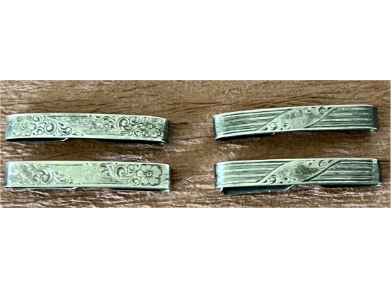 (4) Darling Antique Edwardian Sterling Silver Etched Lingerie Clips