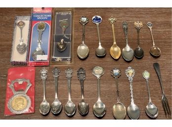 Collection Of Vintage Demitasse Spoons, 835, Big Sur, London, Capri, Rolex, Dodge City, Silver Plate & More