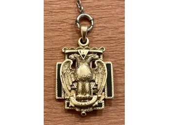 Heavy Antique 14K Gold Masonic Double Eagle 32 Degree Knights Templar Bifold Closing Locket  Fob 16 Grams