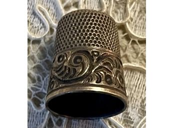 Antique Late 1800s KMD Sterling Silver Repousse Thimble 5.8 Grams