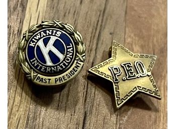 (2) 14K Gold Pins, One 40 Year Pin And One Kiwanis Past President Pin 3.2 Grams