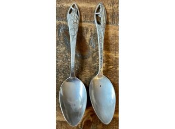 (2) Early 1900's Sterling Silver Hallmarked Souvenir Spoons San Diego CA & Billings Montana 31.8 Grams