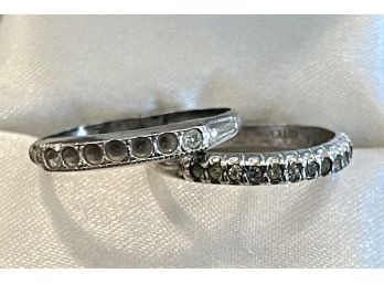 (2) Antique Sterling Silver Rings With Rhinestones Size 7 & Size 9 Weighs 3.3 Grams