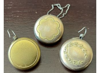 (3) Antique Ketcham Mcdougall Retractable Gold Tone Chain Chatelaine Pin Pendant Fob's 1910