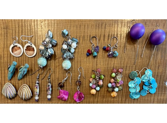 Bohemian Bead & Stone Wire Back Earrings (1) Silpada Sterling - Amethyst - Turquoise - Shell And  More