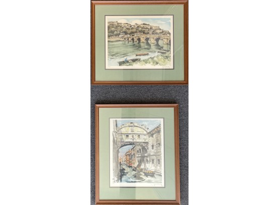 (2) Roger Hebbelinck Framed Limited Edition Prints 153 & 266  Out Of 350 Venetian Canals