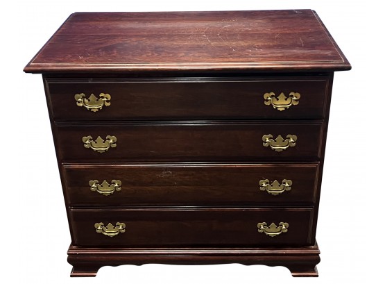 Vintage Cherry Wood 4-drawer Dresser With Brass Pulls