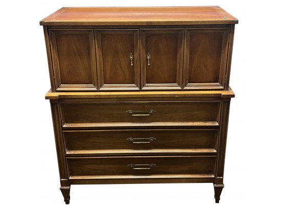 Mid-century Fruitwood Dresser By White Fine Furniture Company With Brass Pulls