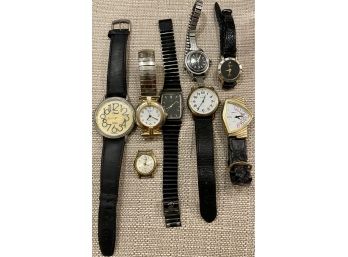 Vintage Lot Of Men's Watches - Peugeot - Capezio - Magique - Chiral - Seiko - Chateau - Manhattan (as Is)