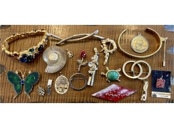 Jewelry - Judy Lee - Sarah Coventry - Reed Barton - Spats Watch - 24K Gold Plate Bracelet - Whistle Pendant