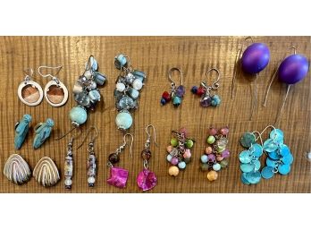 Bohemian Bead & Stone Wire Back Earrings (1) Silpada Sterling - Amethyst - Turquoise - Shell And  More