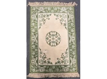 Tien Ming 48 X 78 Inch Wool Face Antique Jade Pattern Area Rug With Fringe