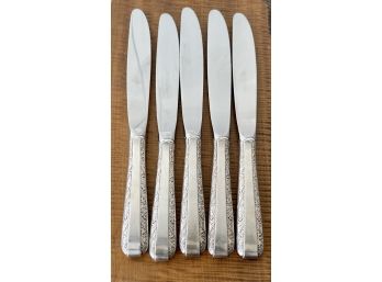 5) Towle Sterling Silver Dinner Knives Sterling Handle 290 Grams