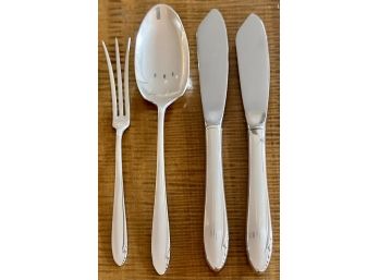 Heirloom Sterling Silver Oneida Lasting Spring Serving Pieces - Jelly Spoon - Condiment Fork - Spreader Knives