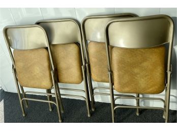 (4) Vintage Samsonite Folding Chairs With Padded Seats